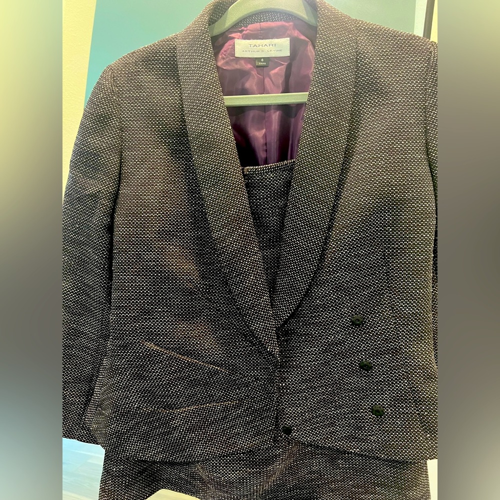 TAHARI Women's Blazer 2 Snaps Cut Out Front Closure Purple Gray Arthur S. Levin